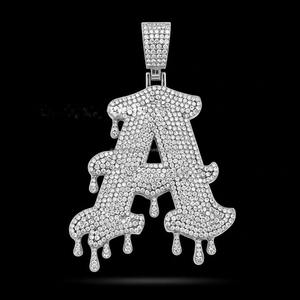 Pendentif Lettre Initiale Unisexe en Moissanite Argentée, Bijou Hip Hop Tendance en Argent Sterling Plaqué Rhodium pour Cadeau d'Anniversaire - Product Image 2