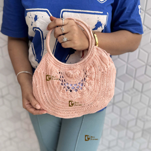 Bolsos de Playa de Paja Tejidos a Crochet, Diseño Vintage Personalizado, Bolso Tote Hecho a Mano, Nuevo Bolso Redondo de Hierba Marina Elegante para Mujer - Product Image 1