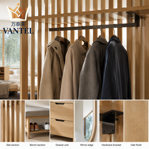 Ensemble de meubles <span class=keywords><strong>d</strong></span>'<span class=keywords><strong>entrée</strong></span> modernes Vantel avec <span class=keywords><strong>banc</strong></span> de rangement pour <span class=keywords><strong>chaussures</strong></span> <span class=keywords><strong>et</strong></span> <span class=keywords><strong>porte</strong></span>-<span class=keywords><strong>manteau</strong></span> pour projets de maisons <span class=keywords><strong>d</strong></span>'hôtes - Product Image 1