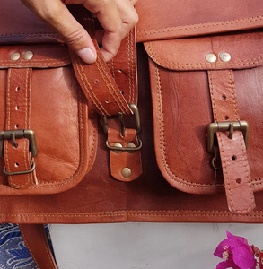 Handmade Vintage Rock Fashion Goat Leather <b>Messenger</b> Cross-Body <b>Laptop</b> <b>Bag</b> Personalized Office Handbag Briefcase Chains - Product Image 2