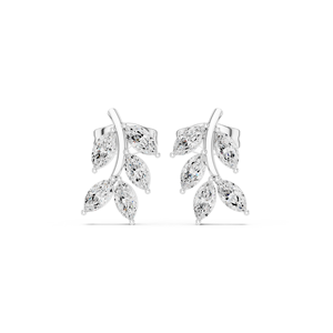 Trendy Brilliant Marquise Cut Leaf Style Stud Earrings Crafted From Solid 14k White Gold GRA Certified Wholesale Jewelry <b>For</b> <b>Her</b> - Product Image 1