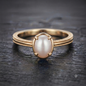 Bague vintage en perle des mers du Sud, plaquée or, argent sterling 925, avec pierre précieuse ovale, pour femme, cadeau, bijoux de fête - Product Image 1