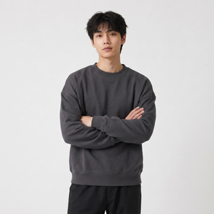 Wholesale custom boxy fleece <b>crewneck</b> with pigment dyed and <b>crewneck</b> sweatshirt for US clothing brands - Product Image 4