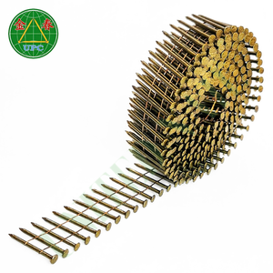 Clous à palette de 1-1/4 pouce, type bobine, 14000 pièces, fil d'acier OEM avec revêtement jaune pour utilisation sur palette, tête plate - Product Image 1