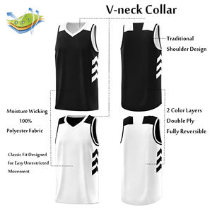 Maillot de basket-ball de qualité supérieure avec logo brodé, meilleur prix, 100 % personnalisable, col rond, nouveau design, maillot de basket-ball doux - Product Image 3