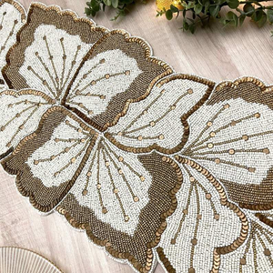 Classic Style Beaded Table <b>Coasters</b> Hand Embroidery Eco-Friendly FLORAL DESIGN Seed Beads <b>Coasters</b> <b>Set</b> Intricate Embroidery - Product Image 6