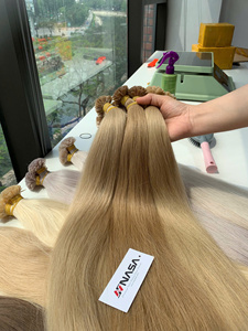 Extensions de cheveux humains vierges vietnamiens à pointes en kératine, super double drawn, couleur brun clair, 30 pouces - Product Image 2