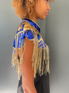 Top de Danza del Vientre con Flecos y Lentejuelas para Mujer, Traje de Danza con Cuentas y Monedas para Espectáculos de Cabaret, 100% Poliéster, para Festivales Rave - Product Image 6