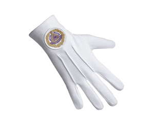 Guantes Masónicos de Primera Calidad Grand Master Blue Lodge, de Algodón Puro con Parche Blanco Bordado Personalizado para Ceremonia - Product Image 1