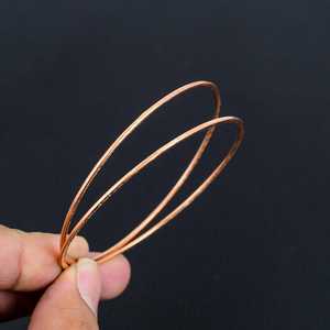 Belladec Premium Quality Crafted Women's Classic Accessory Set Two Handmade <b>Copper</b> <b>Bangles</b> Minimalist Stackable Thin Bracelet - Product Image 6