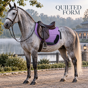 Petit tapis de selle matelassé pour cheval avec renfort de ligne de démarcation en forme de petit carré |   Conception rembourrée et dense pour tapis d'équitation anglais - Product Image 2