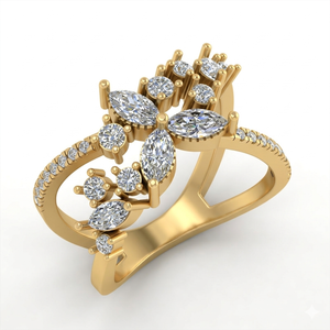 Trendy Classic Designer Custom 10K Solid Gold Pave <b>Iced</b> Lab Grown Diamond Cluster Engagement Wedding Promise <b>Ring</b> Women Luxury - Product Image 1