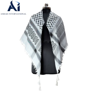 High Quality Wholesale White <b>Black</b> Arafat Shemagh <b>Scarf</b> Traditional Keffiyeh Kufiya Yashmagh Arab Headscarf Saudi Middle East - Product Image 1