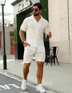 Men Summer <b>Knitted</b> Embroidered 100% Cotton Quick Dry Short Sleeve Custom Logo Joggers Suits <b>Set</b> Shirt and Short <b>Set</b> - Product Image 4