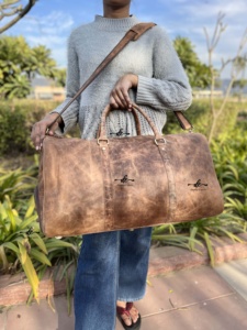 Nueva llegada de cuero genuino bolsas de equipaje de usos múltiples Bolso hecho a mano Unisex bolsa de viaje de gran tamaño bolso de uso múltiple - Product Image 6