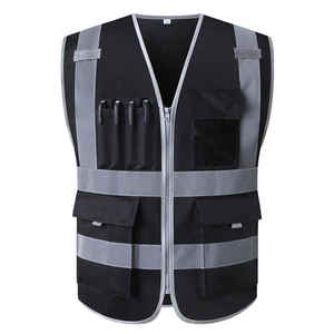 Gilet de sécurité réfléchissant réversible décontracté pour homme avec poches, tissu respirant à séchage rapide, vêtement d'extérieur d'été, col en V - Product Image 5
