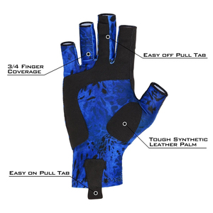 Gants de pêche demi-doigts UPF50+ en Spandex, respirants, protection UV, logo brodé personnalisé, imperméables, légers - Product Image 4