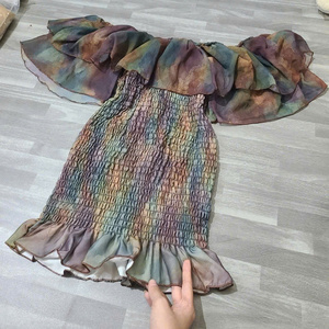 Robes mini plissées à fleurs pour femmes, style princesse, sexy, taille naturelle, coupe ajustée, sans bretelles, en mousseline, décontractées, lavables, prix d'usine - Product Image 6