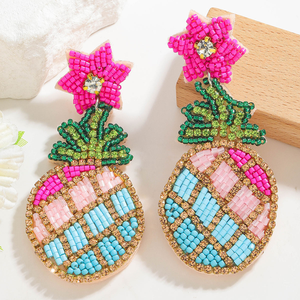 Al por mayor: Cuentas de arroz de colores con diseño de piña y frutas tropicales, hechas a mano estilo bohemio, unisex, con pedrería, de MULTI CRAFT - Product Image 4