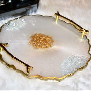Excellent Quality Art Deco Epoxy Resin Tray Home Kitchen <b>Table</b> Top <b>Accessories</b> Custom Size Handmade Good Polished Wedding - Product Image 5