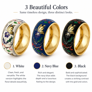 กำไลข้อมือเคลือบลายผีเสื้อเพ้นท์มือ สีเทาขาว วินเทจ ทองเหลืองลายดอกไม้ ขายส่ง งานฝีมืออินเดีย B2B เครื่องประดับแฟชั่น - Product Image 3
