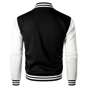 Vestes universitaires pour hommes en coton chenille personnalisables en gros pour l'hiver, style streetwear, noir et blanc - Product Image 6