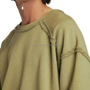 Venta al por mayor jogging hombres chándal personalizado borde crudo diseño sudaderas con capucha sudadera casual fit cuello redondo oversize unisex sudaderas - Product Image 3