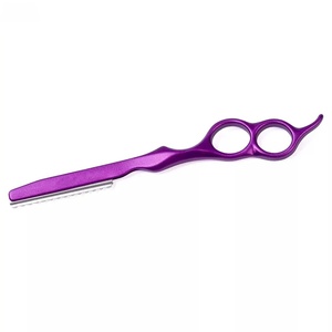 Ciseaux à cheveux professionnels à lame unique en acier inoxydable, rasoir pour barbier, usage en salon, pour droitiers, manche long en plastique, Ryzer Studio - Product Image 3
