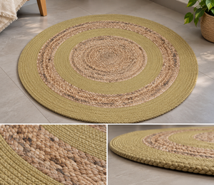 Tapis rectangulaire en jute et coton tressé Star Hometex, style moderne, couleur naturelle, antidérapant, à poils moyens, lavable, pour chambre à coucher – Meilleur prix - Product Image 2