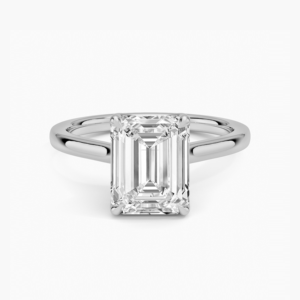 Anillo de Compromiso y Boda Minimalista con Diamante Cultivado en Laboratorio, Corte Esmeralda de 2 Quilates, Certificado IGI, Oro Blanco de 14K para Mujer - Product Image 1