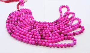 Perles rondes lisses en opale rose foncé 5-6 mm, perles en opale rose 16 pouces, perles rondes unies en opale rose dégradé pour bijoux - Product Image 3