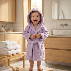 Puddle Pals Albornoz Infantil con Capucha de Algodón BCI de Rizo Liso, Suave y Absorbente, para Recién Nacidos, Spa, Marca Privada, Logotipo Personalizado, OEM, para Baño y Armario - Product Image 2