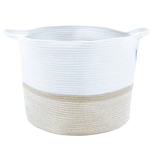 Handicraft High Quality Woven Cotton Rope <b>Storage</b> Basket With Handle 100% Natural Eco-friendly Home Decor Basket - Product Image 2
