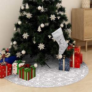 Jupe de sapin de Noël blanche de 48 pouces de diamètre, 100 % polyester, avec support et accessoires - Product Image 1