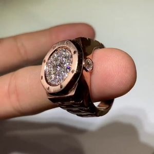 Bague de luxe style Hip Hop sertie de diamants Moissanite, en argent sterling 925, or massif et or rose, bague statement - Product Image 2