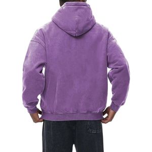 Sudadera con capucha morada personalizada con cremallera completa para hombre, estilo vintage, informal, a la moda urbana - Product Image 2