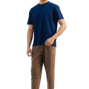 Venta al por mayor de gran tamaño Drop Shoulder Heavyweight Casual camiseta para hombres de alta calidad 100% algodón estambre tela logotipo frontal - Product Image 3