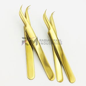 Pince à cils plaquée or Plain Shin Grip pour extensions de cils, pince de précision à pointe lisse, pince pour extensions de cils - Product Image 3