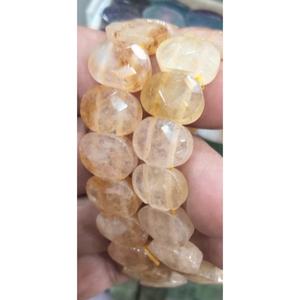 Natural 14 - 10mm Flat Oval Faceted Natural Citrine Stone Stretchy Rhinestone Bangle <b>Bracelets</b> Unisex Gift for Jewelry Making - Product Image 1