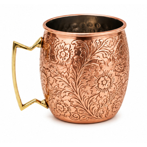 Mug à Moscow Mule en cuivre artisanal avec logo personnalisé, gravure florale, tasse à bière en cuivre pur, vaisselle à cocktail haut de gamme pour bar, vente en gros - Product Image 6