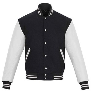 Customized Superb Quality Cheep Price Black Leather Sleeves Varsity Jacket High Quality Bright Color <b>Men</b> Wear Varsity Jacket - Product Image 1