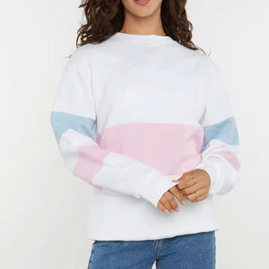 เสื้อสเวตเตอร์คอกลมแขนยาวสำหรับผู้หญิง สีชมพู ฟ้า ขาว ถักลาย สวมใส่สบายๆ ในฤดูใบไม้ร่วง - Product Image 2