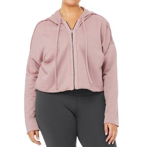 Venta al por mayor personalizado de alta calidad cremallera frontal Running Yoga sudaderas con capucha gimnasio Fitness Casual XS a XXXL Zip Up Sudadera con capucha para las mujeres - Product Image 1