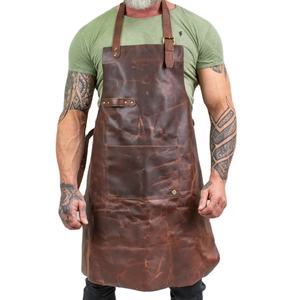 Delantal de Cuero Genuino Ajustable, Último Diseño, Color Marrón, Delantal de Cuero de Alta Calidad, Estilo Moderno para Cocina - Product Image 1