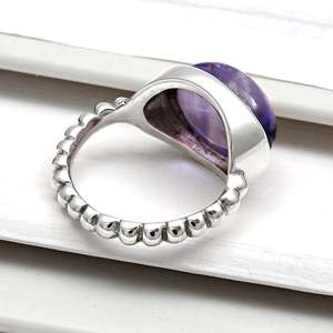 Handmade IGI Certified 925 Sterling Silver <b>Boho</b> <b>Ring</b> Comes With Vintage Unisex Bezel Set Natural Amethyst Gemstone In Oval Shape - Product Image 5