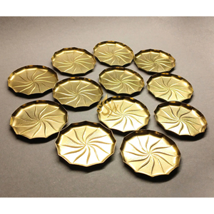 <b>Round</b> Shape Metal Gold Color Coaster Customized Size Coaster With Unique Design Handmade <b>Mats</b> & Pads For <b>Table</b> Top & Kitchenware - Product Image 1