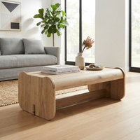 Table basse Santorini en bois de teck massif, style minimaliste, rectangulaire, pour salon, table à thé basse, meuble de rangement.