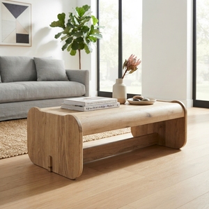 Mesa de centro Santorini de madera premium, minimalista, de madera maciza de teca, rectangular, para sala de estar, mesa baja, unidades para espacios reducidos - Product Image 3