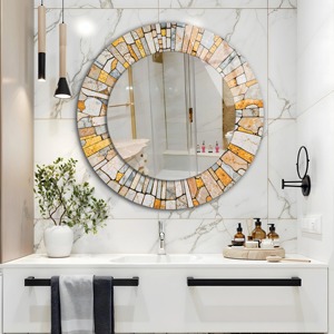 Handmade Contemporary Stone Mosaic <b>Round</b> <b>Mirror</b> REHMAN CRAFT - Product Image 4