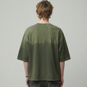 เสื้อยืดผู้ชายทรงโอเวอร์ไซส์ สไตล์ฮิปฮอป สีพื้น ผ้าแคนวาสคอตตอน คอกลม แขนสั้น ลำลอง ทรงปกติ ความยาวปกติ - Product Image 2